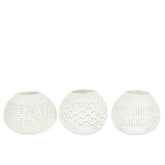 Theelichthouder Kokosnoot Lijnen Wit Set van 3 - Kandelaar - J-Line - livinglovely.nl