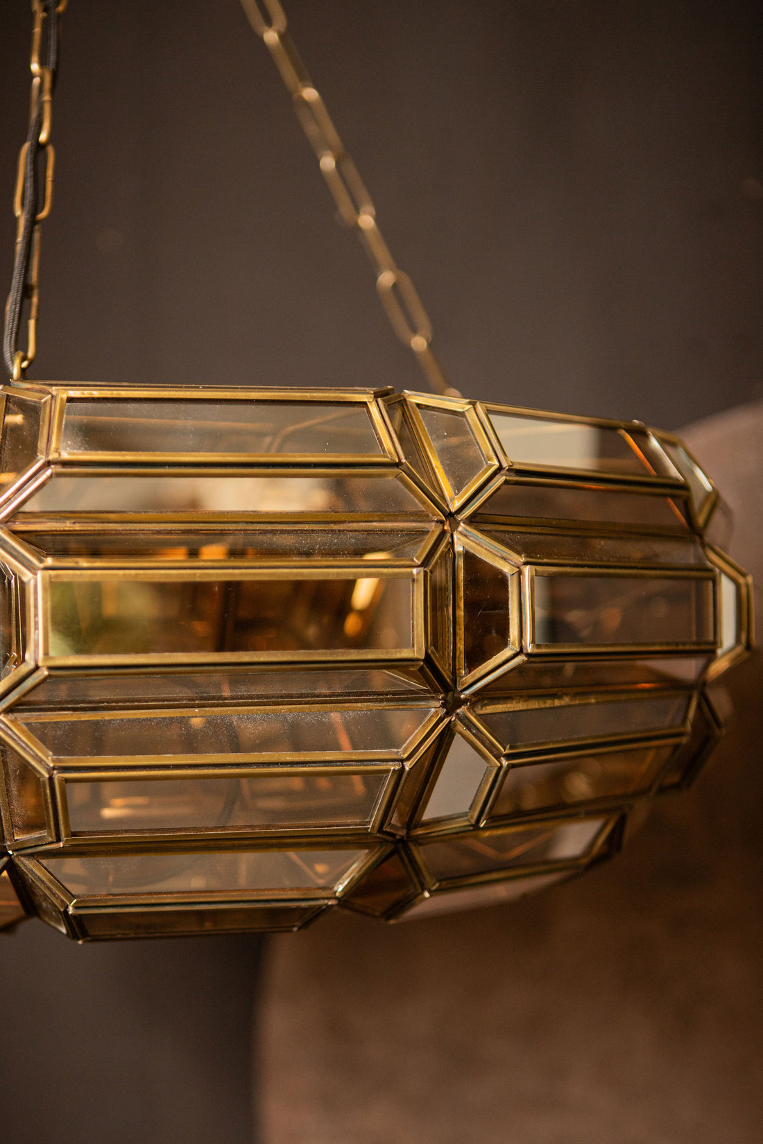 Thyro Antique Brass Glass Amber Donut Lamp - - PTMD - livinglovely.nl