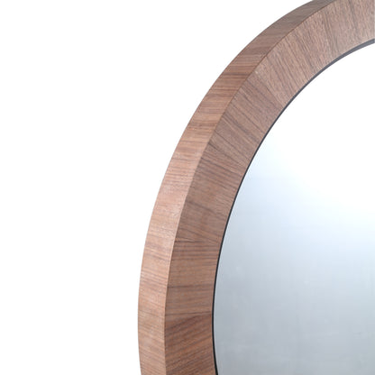 Tiess Natural Round Wooden Veneer Mirror Small van PTMD, detail van de naturel houtfineer lijst