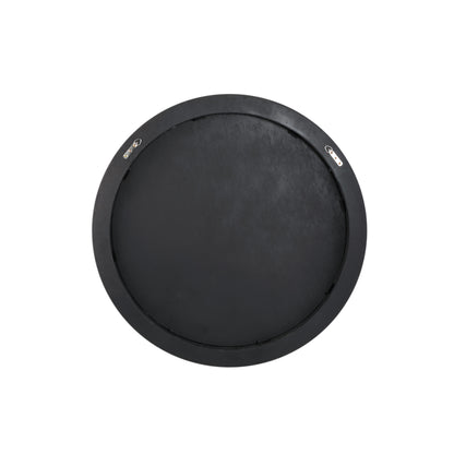 Tiess Natural Round Wooden Veneer Mirror Small van PTMD, zijaanzicht van de spiegellijst op witte achtergrond