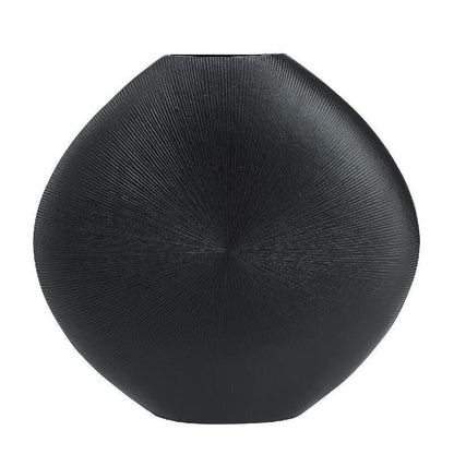 Tiro Black Aluminium Pot Ovaal Stripe Pattern PTMD - Pot - PTMD - livinglovely.nl