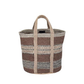 Toccara Brown Jute Round Basket Lines Pattern PTMD , Mand , PTMD , livinglovely.nl