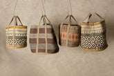 Toccara Brown Jute Round Basket Lines Pattern PTMD , Mand , PTMD , livinglovely.nl