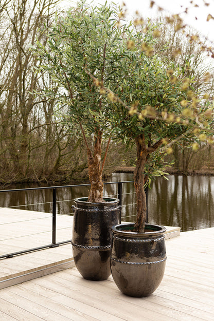 Tony Green Big Ceramic Jar Pot Round Low PTMD - Pot - PTMD - livinglovely.nl