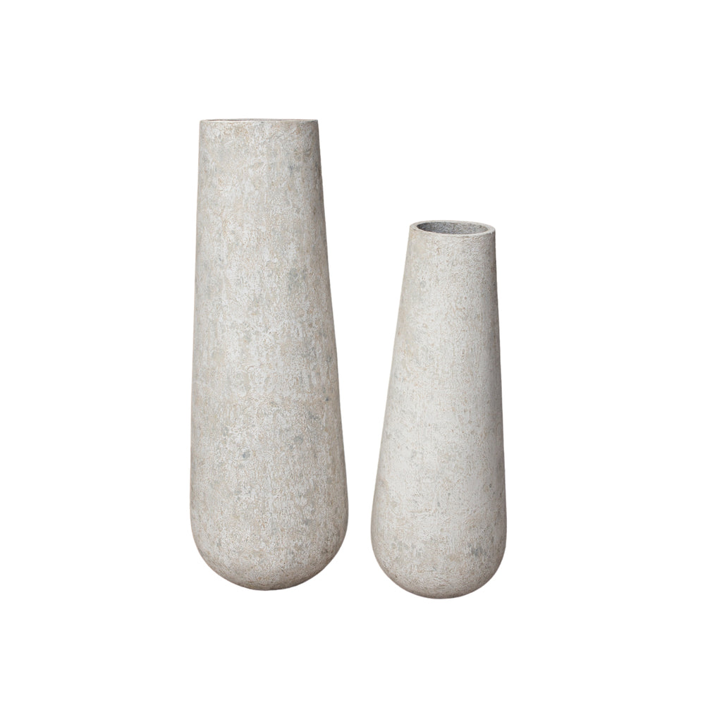 Toshiba White Round High GRC Pot L 50x50x150cm PTMD - Pot - PTMD - livinglovely.nl