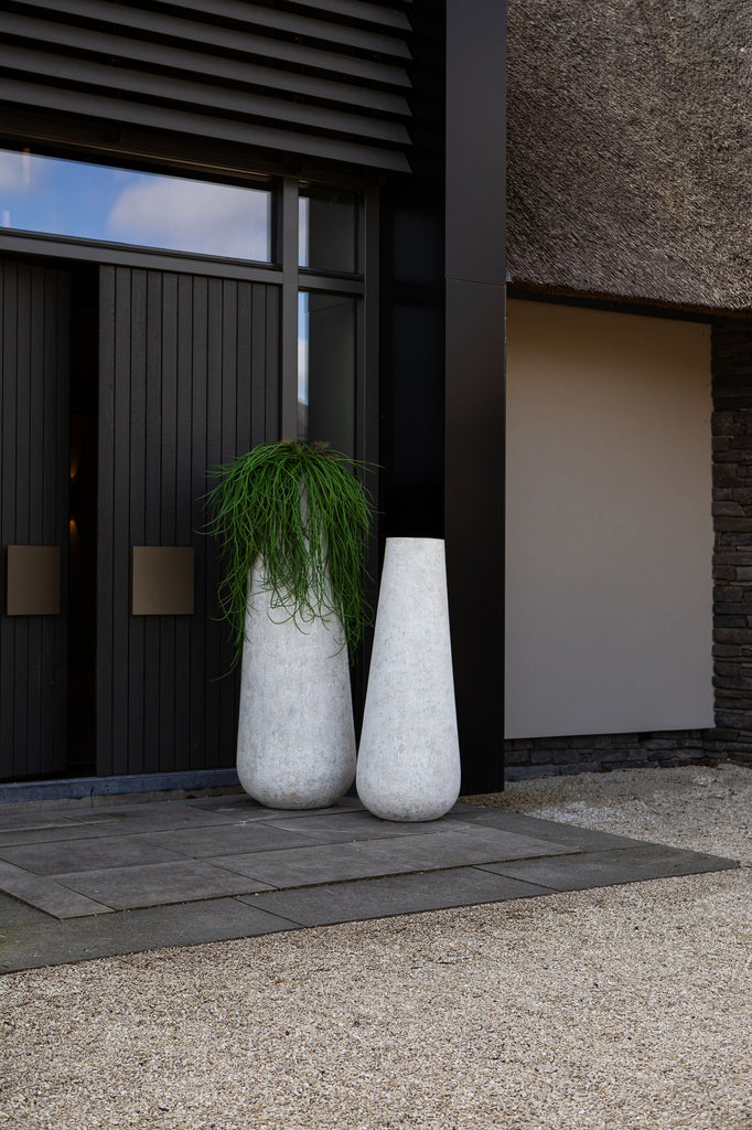 Toshiba White Round High GRC Pot S 45x45x120cm PTMD - Pot - PTMD - livinglovely.nl