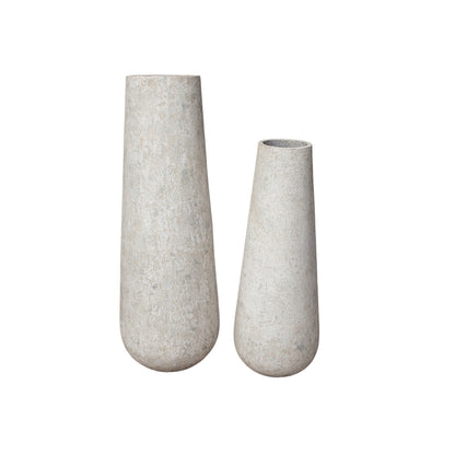 Toshiba White Round High GRC Pot S 45x45x120cm PTMD - Pot - PTMD - livinglovely.nl