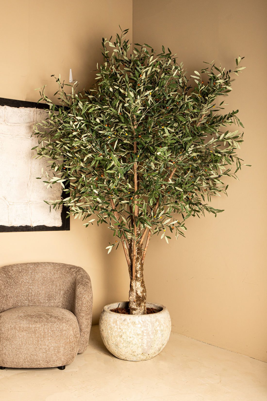Tree Green Olive Tree in plastic pot 140x140x265cm PTMD - Kunstplant - PTMD - livinglovely.nl