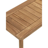 Detail van de Tuinbank Amaro Outdoor van DTP Home met lattenzitting in rustiek teakhout