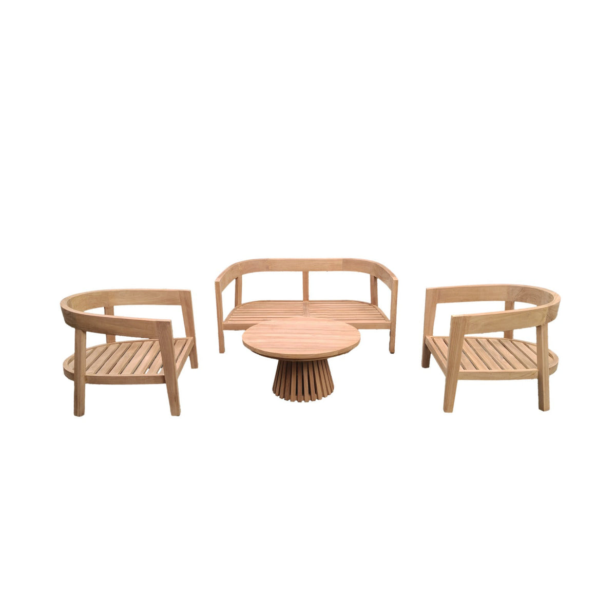 Livingfurn tuinset Bilbao in naturel teak met beige kussens