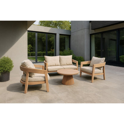 Teakhouten tuinset Bilbao: bank, twee fauteuils en tafel