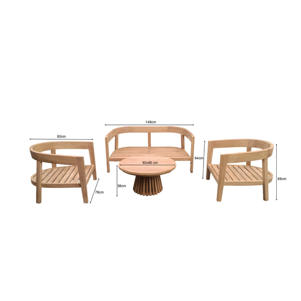 Tuinset Bilbao van Livingfurn, Naturel teak met beige kussens