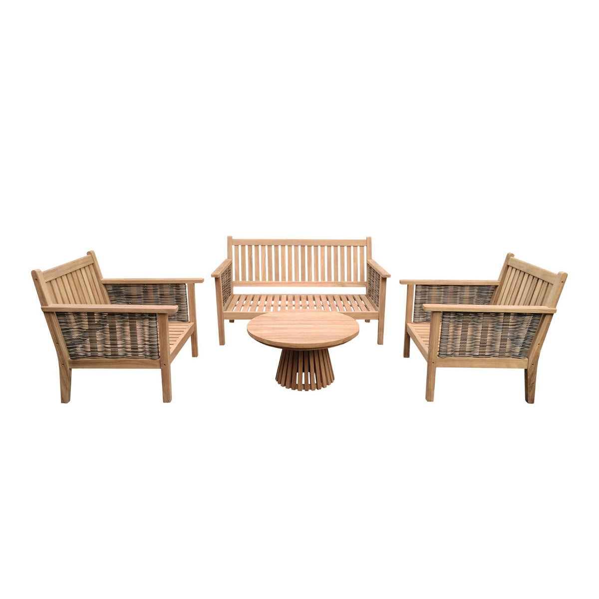 Livingfurn tuinset Malaga in naturel teak met beige kussens