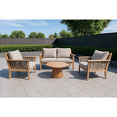 Teakhouten tuinset Malaga: bank, twee fauteuils en tafel