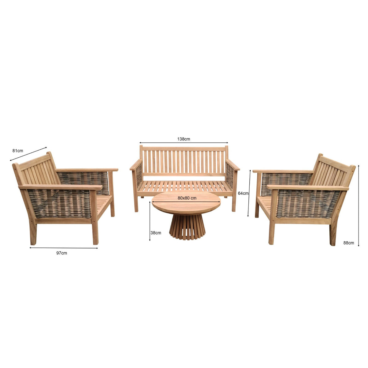 Malaga tuinset in massief teakhout van Livingfurn