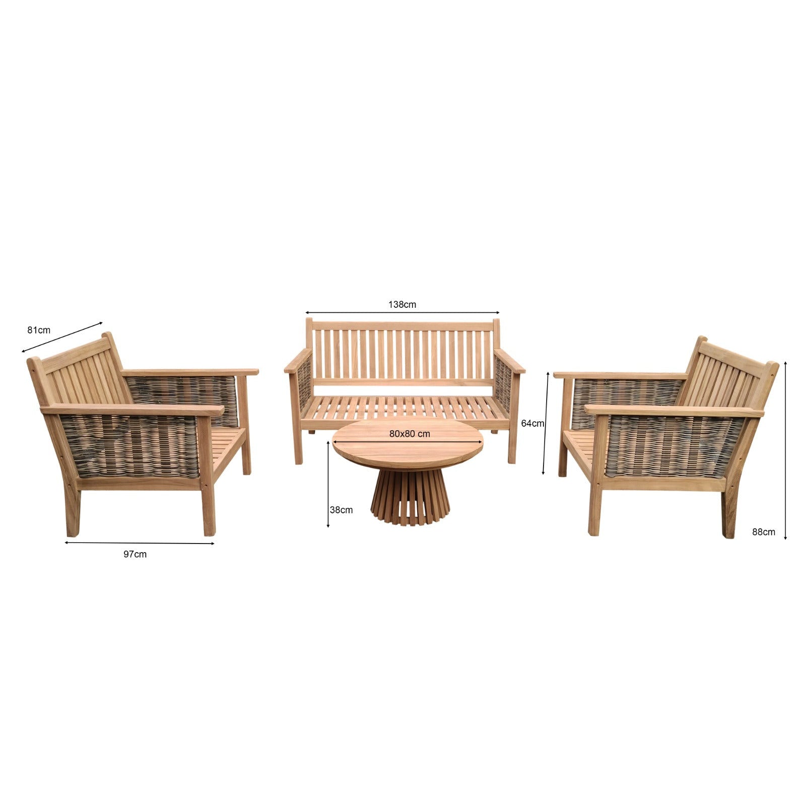 Malaga tuinset in massief teakhout van Livingfurn