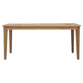Tuintafel Amaro Outdoor 170cm van DTP Home, zijaanzicht met tapse poten in rustiek teakhout