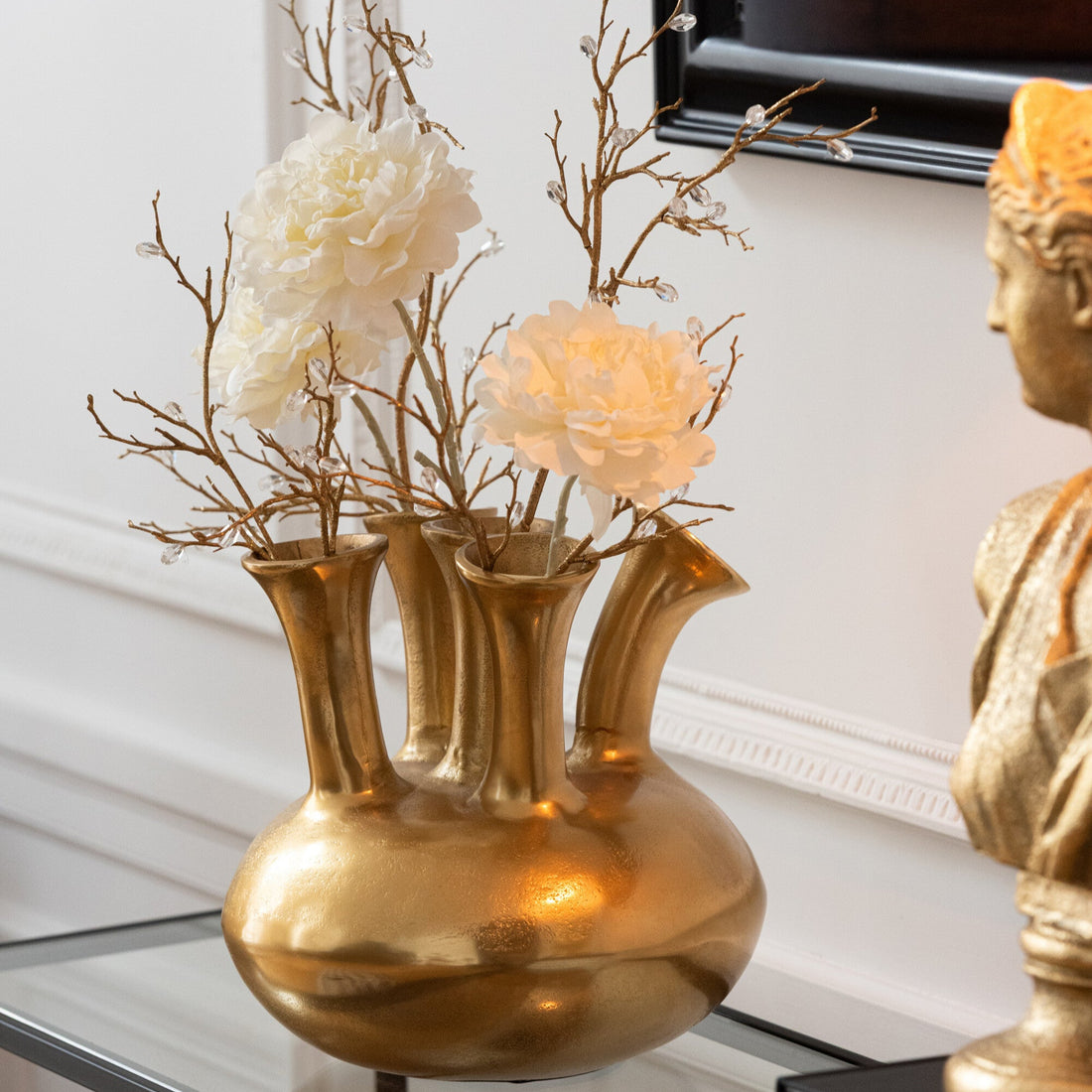 Tulpenvaas Aluminium Goud J-Line - Vaas - J-Line - livinglovely.nl