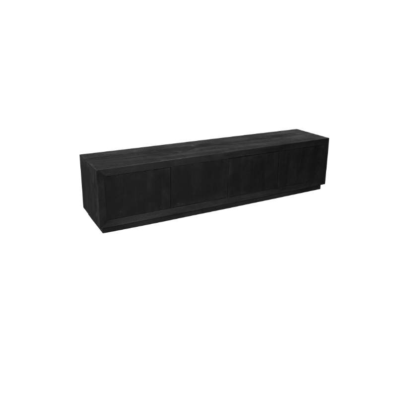 TV-meubel Brussel Zwart 200cm van Starfurn van opzij gezien, 42 cm diep en 46 cm hoog