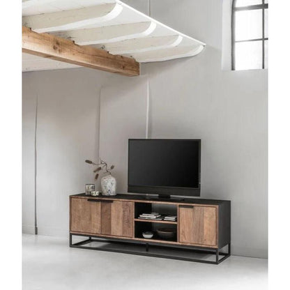 TV-meubel Cosmo No.2 Medium van DTP Home, zijaanzicht met het zwarte metalen frame