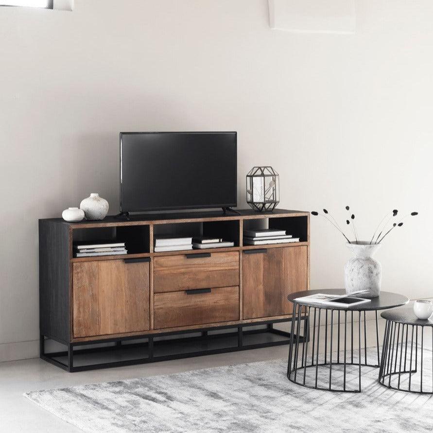 TV-meubel Cosmo No.3 van DTP Home, zwart afgewerkte binnenzijde en planken