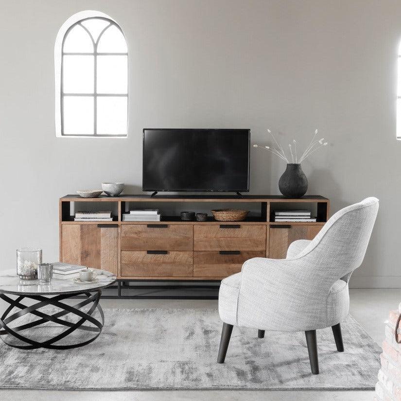 TV-meubel Cosmo No.3 200cm van DTP Home, vooraanzicht met twee deuren en vier laden