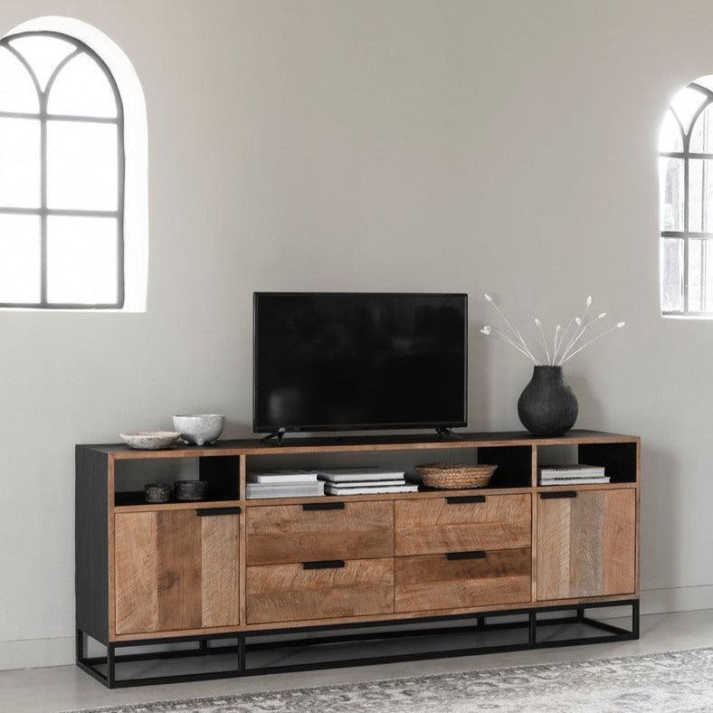 TV-meubel Cosmo No.3 200cm van DTP Home, zwart afgewerkte binnenzijde