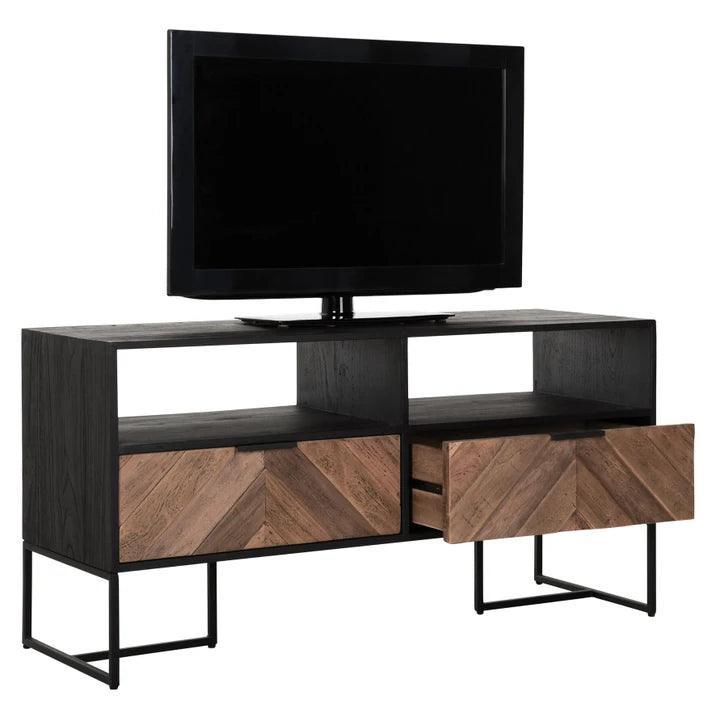 TV-meubel Criss Cross 120cm van DTP Home, detail van het visgraatpatroon
