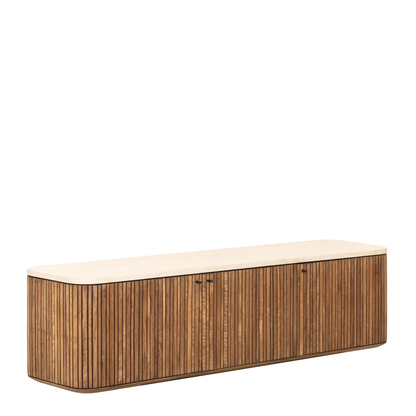 Hangend TV-meubel Lagoon 140cm van DTP Home in teakhout met mortex blad