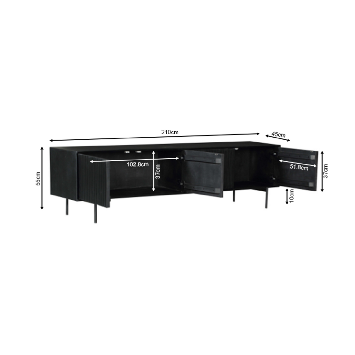 Het Madison tv meubel 210 cm in een woonkamer met bijpassende meubelen uit de serie