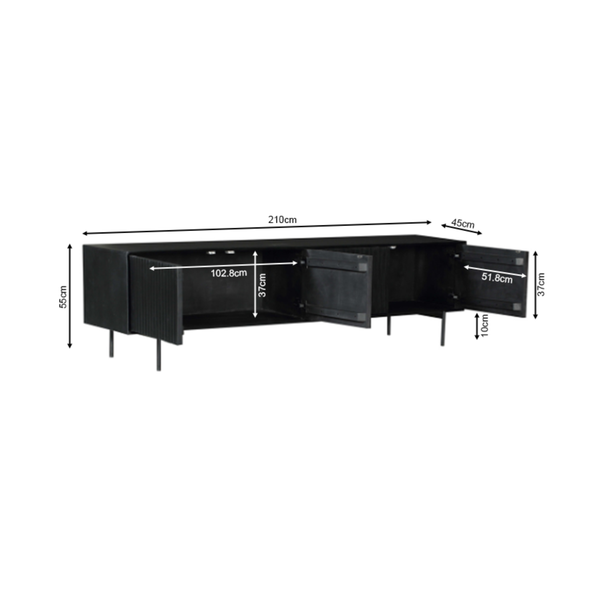 Het Madison tv meubel 210 cm in een woonkamer met bijpassende meubelen uit de serie