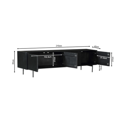 Het Madison tv meubel 210 cm in een woonkamer met bijpassende meubelen uit de serie