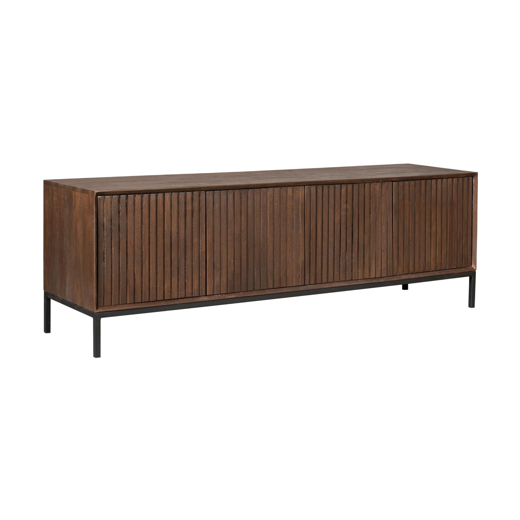 Tv Meubel Madison Mangohout Bruin 165cm van Starfurn, 165 cm breed meubel in een moderne woonkamer