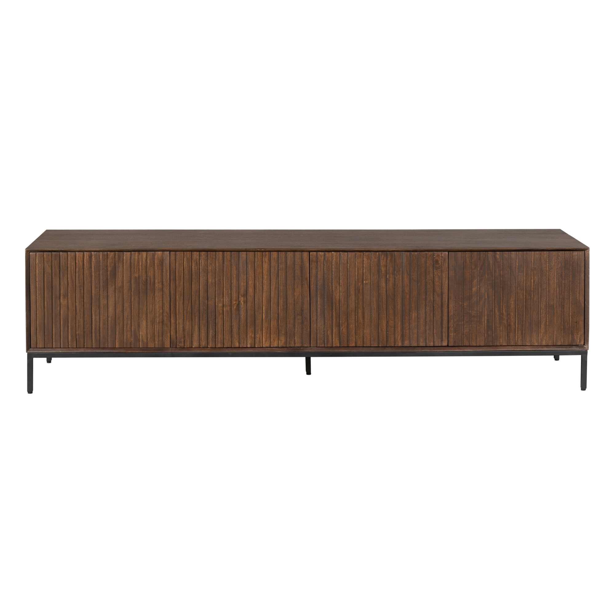 Tv Meubel Madison Mangohout Bruin 210cm van Starfurn, detail van de handgemaakte afwerking en rand