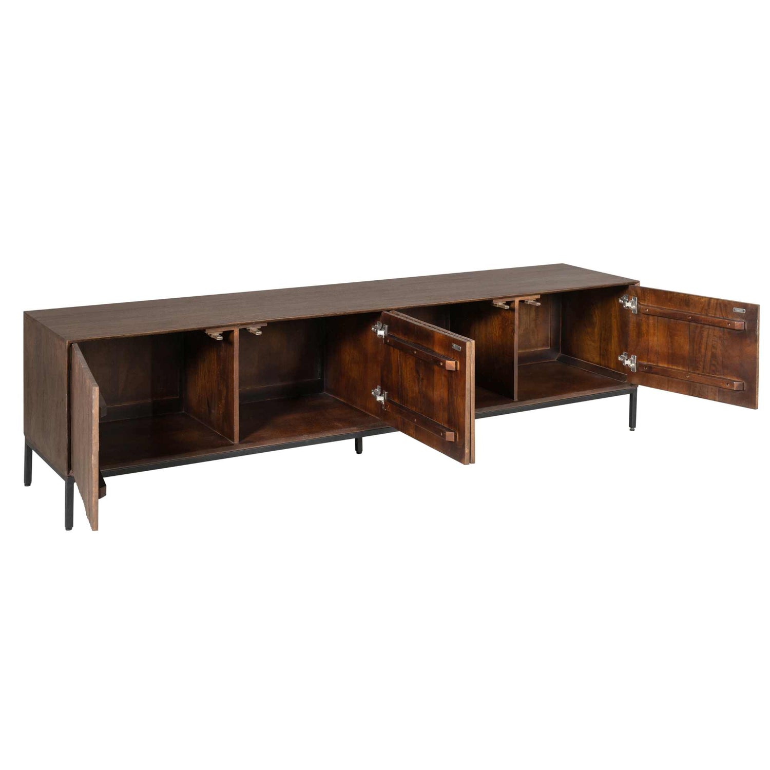 Tv Meubel Madison Mangohout Bruin 210cm van Starfurn, 210 cm breed meubel tegen een woonkamerwand