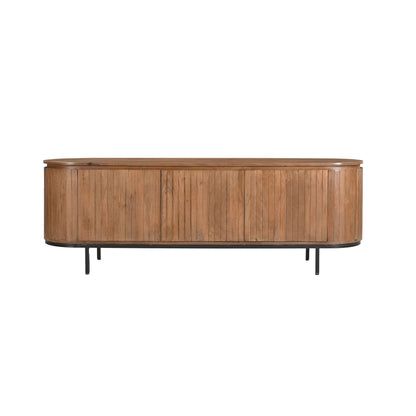 TV-meubel Noor van Livingfurn in mangohout Pecan, 170 cm breed met lattenfront