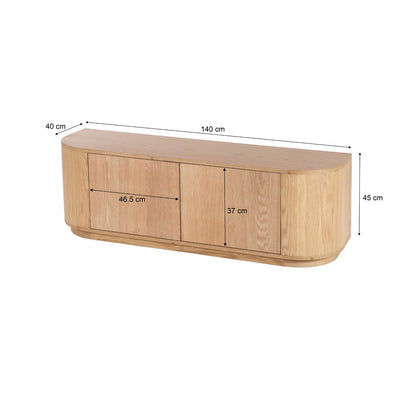 Afmetingen TV-meubel Novero 140cm: L140cm x B40cm x H45cm