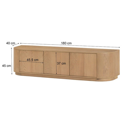 Afmetingen TV-meubel Novero 180cm: L180cm x B40cm x H45cm