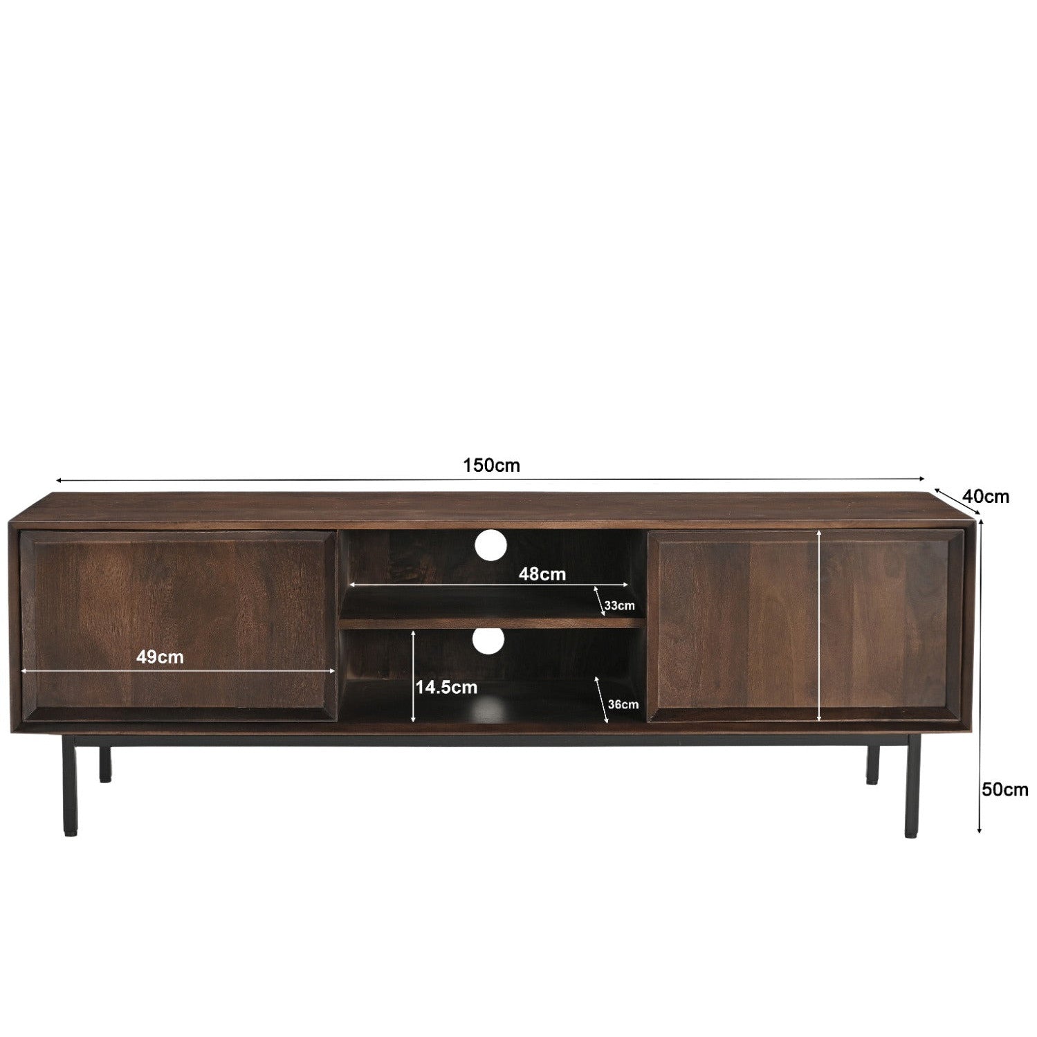 Livingfurn Ravenstein tv-meubel 150cm, afmetingen L150cm x B40cm x H50cm