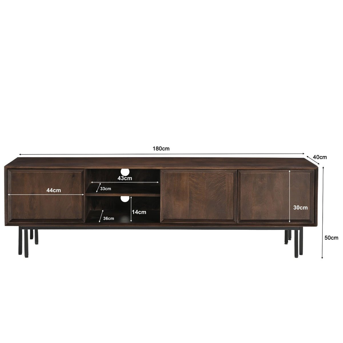 Livingfurn Ravenstein tv-meubel 180cm, afmetingen L180cm x B40cm x H50cm