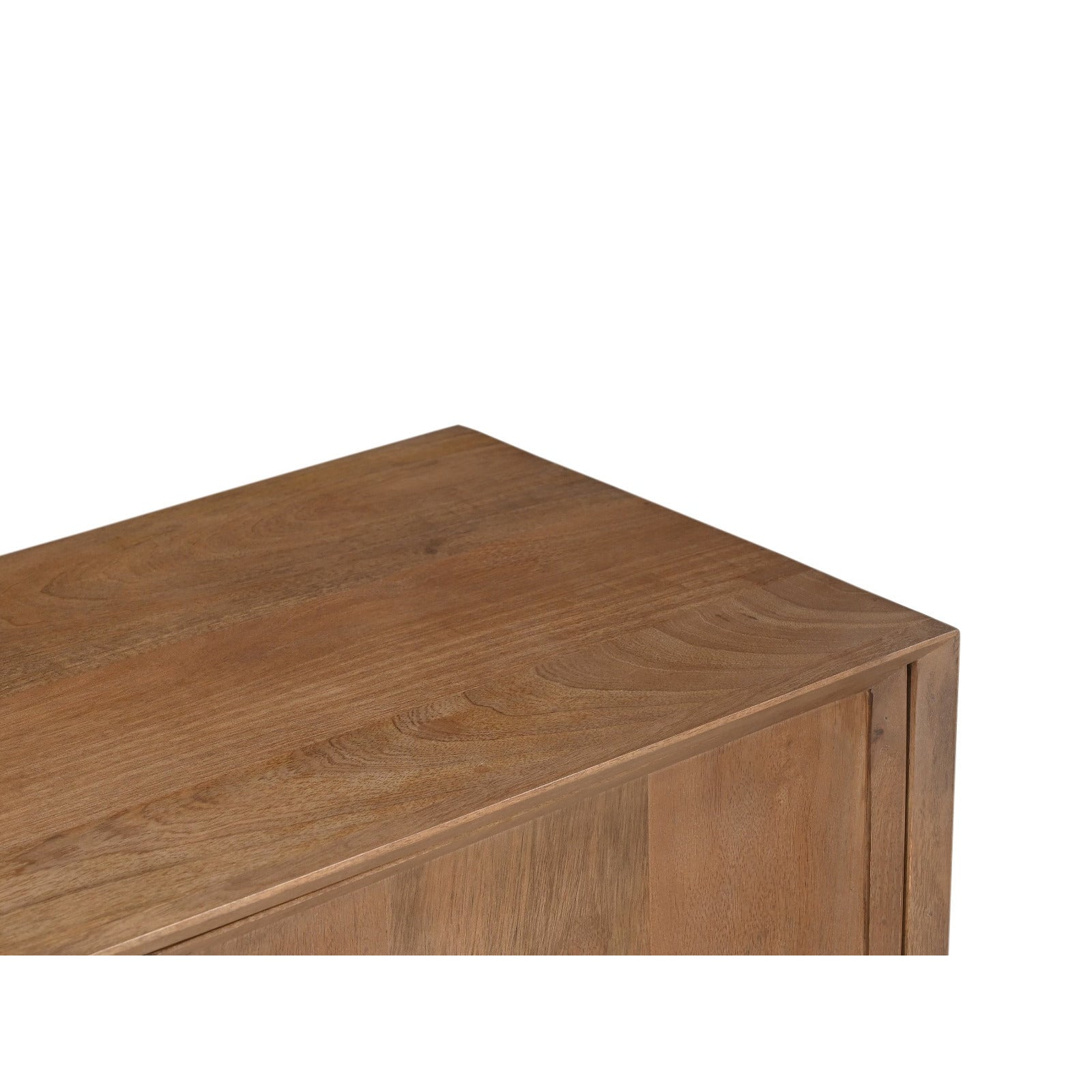TV-meubel Ravenstein 150cm in Pecan, warm middenbruin mangohout met zwart onderstel
