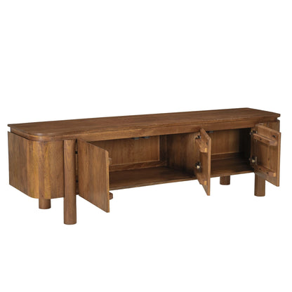 TV-meubel Salano pecan met geopende deuren