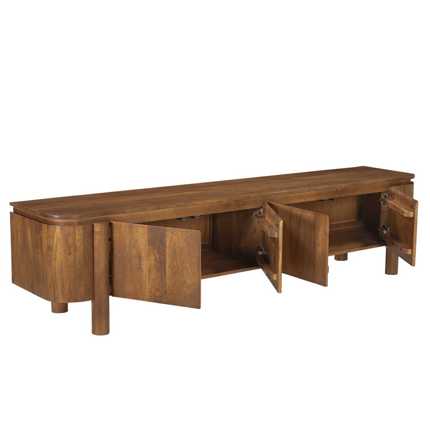 TV-meubel Salano pecan met geopende deuren
