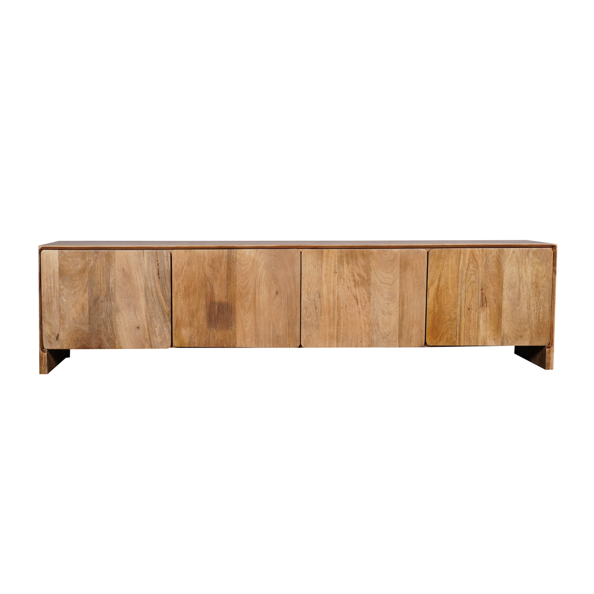 TV-meubel Tense Naturel 200cm van Starfurn, mangohouten meubel met vier deuren, vooraanzicht