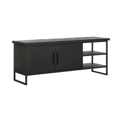 TV-meubel Black Beam zwart teakhout zijaanzicht DTP Home