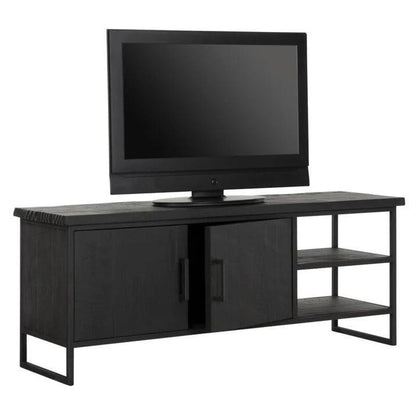 Detail zwarte houtnerf tv-meubel Timeless Black Beam small