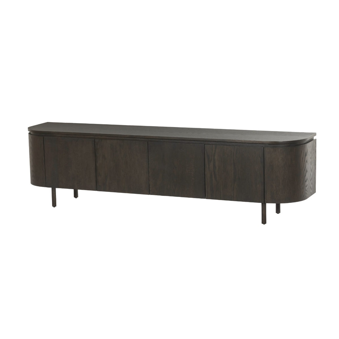 TV-meubel Tobago van Livingfurn in espresso eiken, 210 cm breed met afgeronde zijkanten
