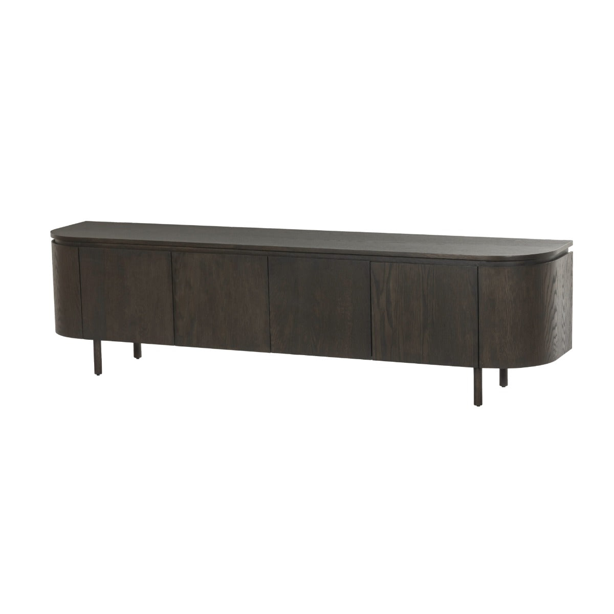 TV-meubel Tobago van Livingfurn in espresso eiken, 210 cm breed met afgeronde zijkanten
