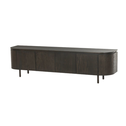 TV-meubel Tobago van Livingfurn in espresso eiken, 210 cm breed met afgeronde zijkanten