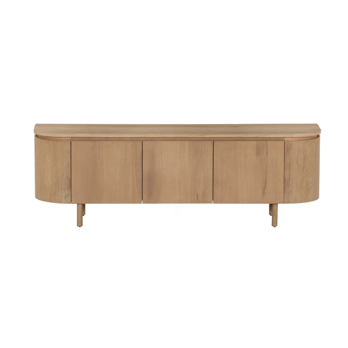 TV-meubel Tobago van Livingfurn in naturel eiken, 170 cm breed met afgeronde zijkanten